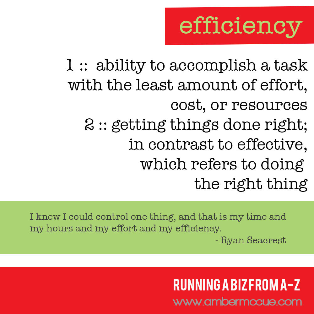 E. Efficiency – Running Biz from A to Z