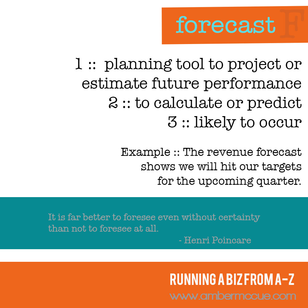 F. Forecast – Running Biz from A to Z