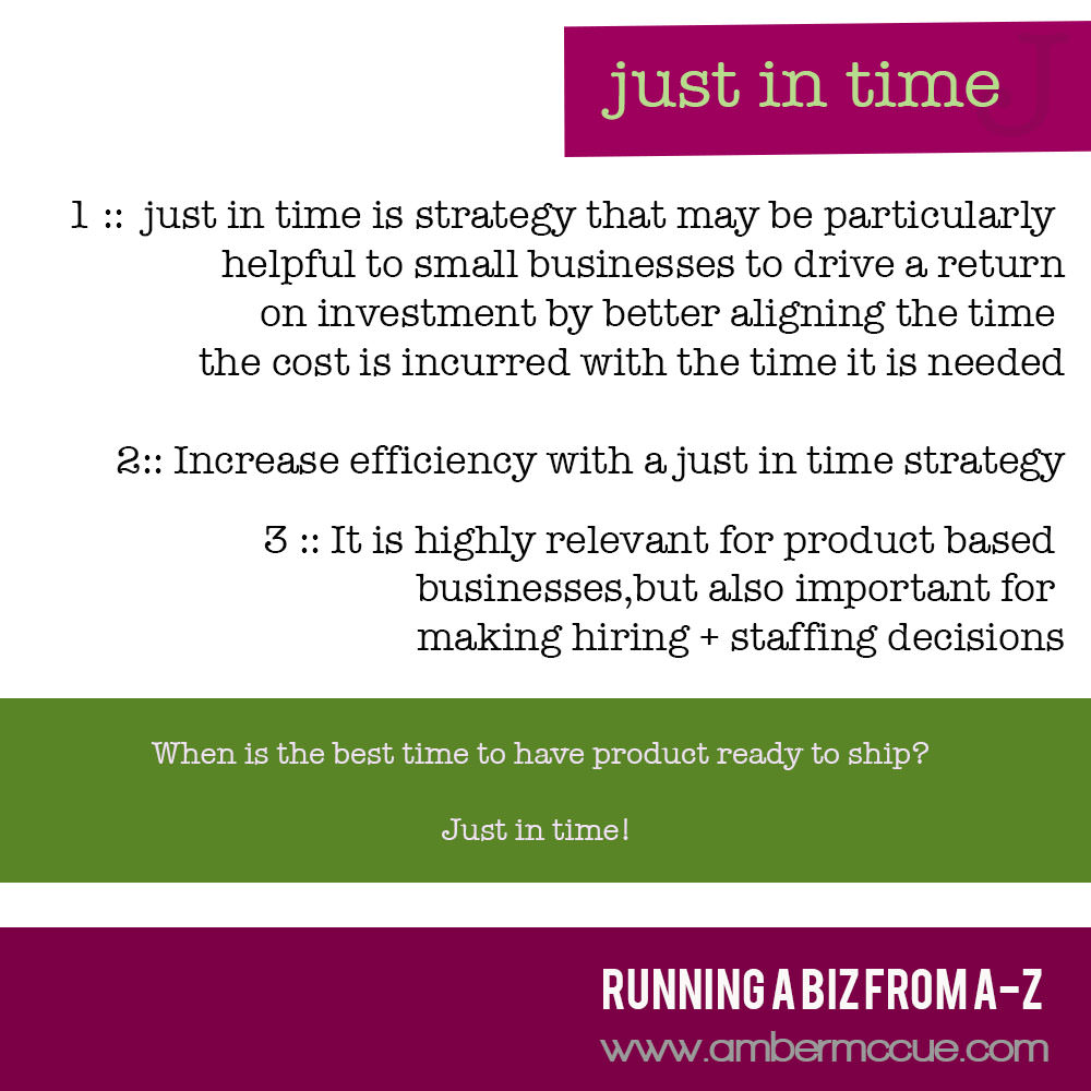 J. Just in Time – Running Biz from A to Z